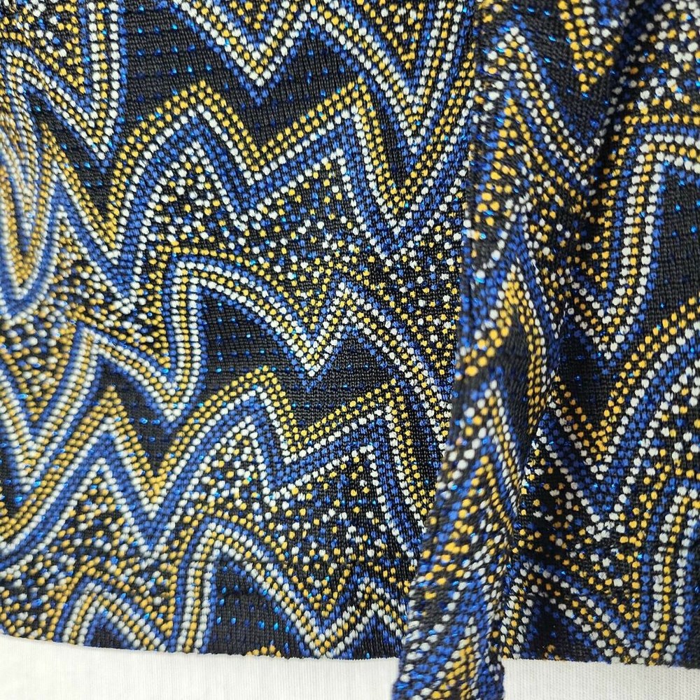 Zara Womens Multicolor Zig Zag Short Sleeve Keyhole Neck Cropped Top Size Small - Picture 4 of 8